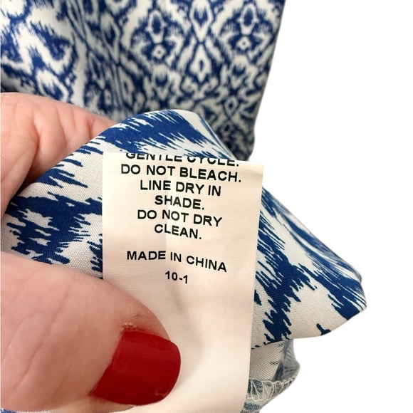 Women’s Maxi Dress Blue/White Geo Patterned Dress Short Sleeve Size-M NWT - Picture 8 of 11